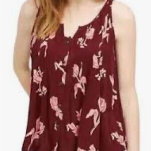 Maeve Burgundy and Pink Floral Tank Top Anthropology